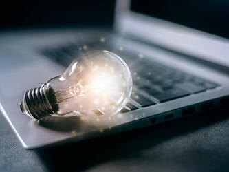 lightbulb on a laptop